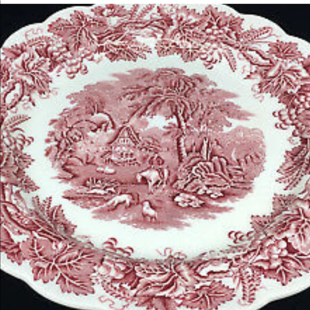 Booth’s British Scenery Vintage Plate A8024 Pink Vines Sheep & English Cottage - Picture 3 of 10